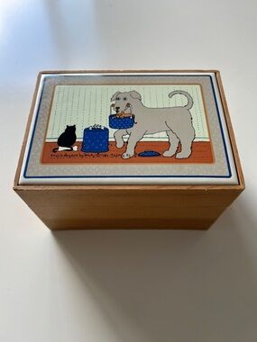 Vintage 1982 Doggie Do Good Tile and Wooden Trinket Box